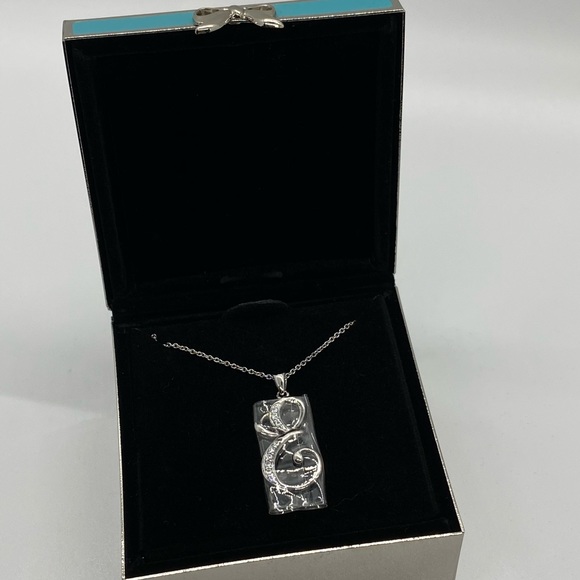 Silver necklace with letter E pendant, diamond CZ. - Picture 8 of 8